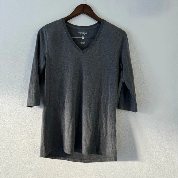 classic vneck 3/4 sleeve basic minimalist tee casual size small Great Northwest - Picture 8 of 8